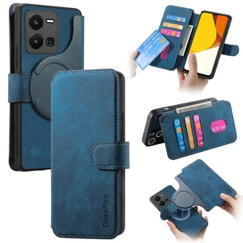 Funda de Cuero Retro Antirrobo con Rfid y Magsafe para Vivo Y35 5G (Azul)