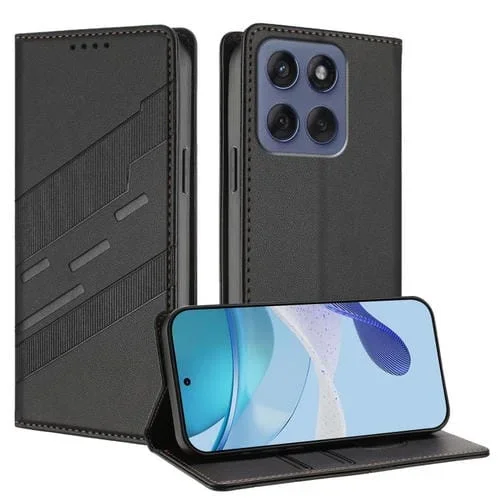 Funda de cuero retro con relieve para Motorola Edge 60 Fusion (negro)