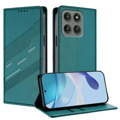 Funda de cuero retro con relieve para Motorola Edge 60 Pro (verde oscuro)