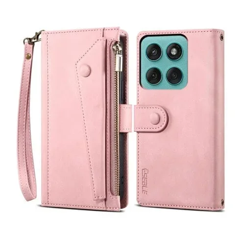 Funda de cuero retro esmerilado RFID para Motorola Edge 5G 2025 ESEBLE (oro rosa)