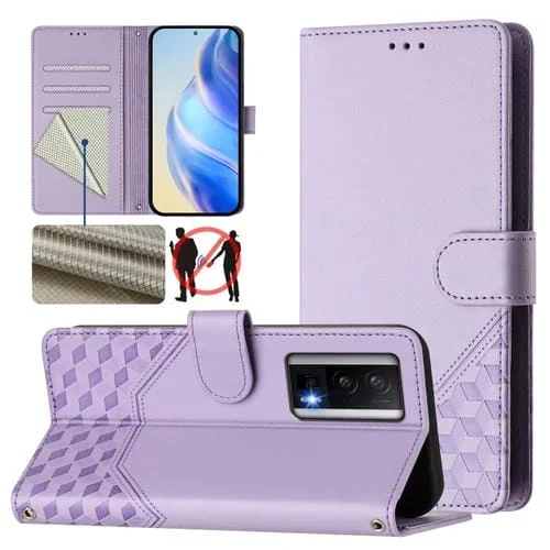 Funda de Cuero Rfid con Relieve de Panal para Redmi K60/K60 Pro (Morado Claro)