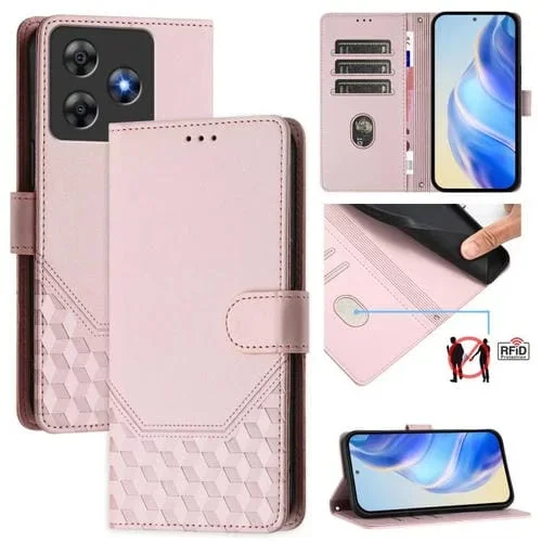 Funda de Cuero Rfid con Relieve en Panal para BlackView Wave 8C (Rosa)