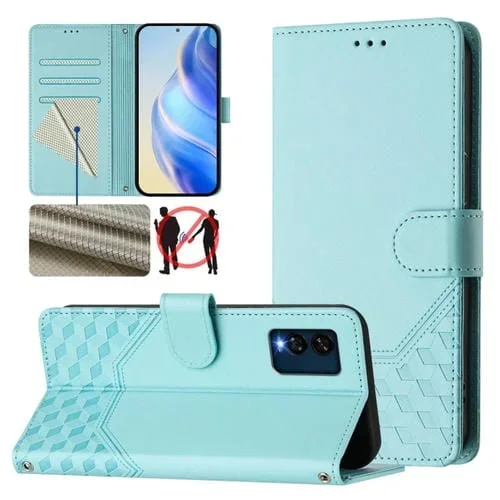Funda de Cuero RFID con Relieve en Panal para Blu View Speed (Verde Menta)