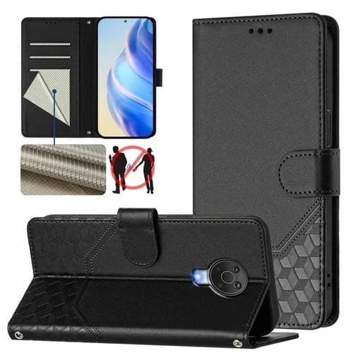Funda de Cuero Rfid con Relieve en Panal para Nokia G20/G10 (Negra)