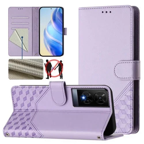 Funda de Cuero Rfid con Relieve en Panal para TCL 50 Xe (Morado Claro)