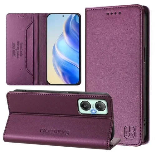Funda de Cuero Rfid con Succión Magnética y Doble Pliegue para Infinix Hot 20 5G Rc01 (Violeta)