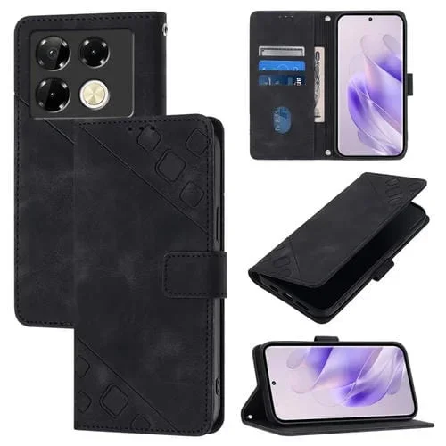 Funda de Cuero Skin Feel para Infinix Note 40 Pro 4G en Relieve (Negro)