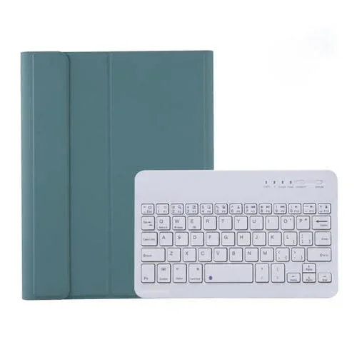 Funda de Cuero Teclado Bluetooth Desmontable A06B con Ranura de Lápiz y Soporte para iPad Mini 6 (Verde Oscuro)