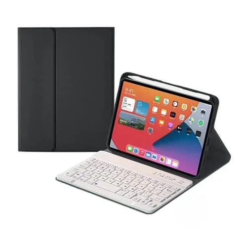 Funda de Cuero Teclado Bluetooth Desmontable Clave Cuadrada HK006 con Soporte para iPad Mini 6 (Negro + Blanco)