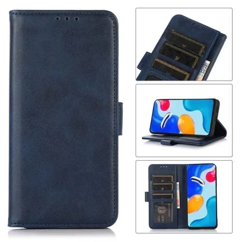 Funda de Cuero Textura de Vaca para iPhone 15 Pro Max (Azul)