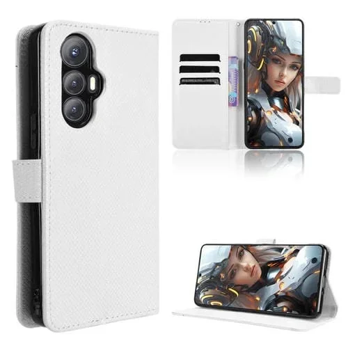Funda de Cuero Textura Diamante para Cubot Max 5 (Blanca)