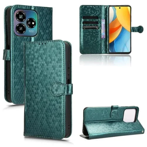 Funda de Cuero Textura Panal para ZTE Axon 60 Lite y Blade V60 Vita (Verde)