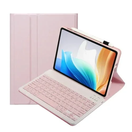 Funda de Cuero TPU con Teclado Bluetooth Desmontable para Oppo Pad Air2 11,4 Pulgadas (Rosa)