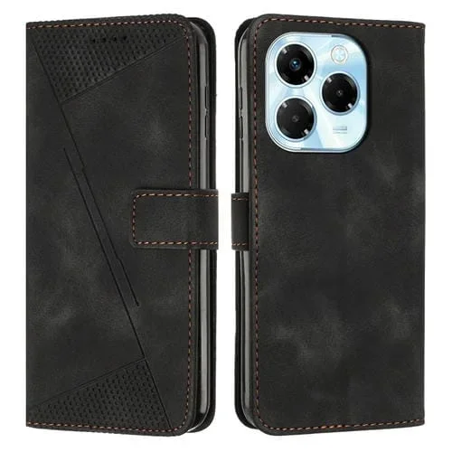 Funda de Cuero Triángulo para Teléfono Infinix Note 40X 5G Dream (Negra)