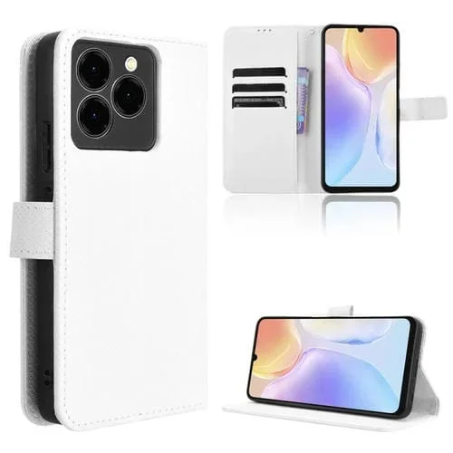 Funda de Cuero Ulefone Note 20 Pro Textura de Diamante (Blanca)