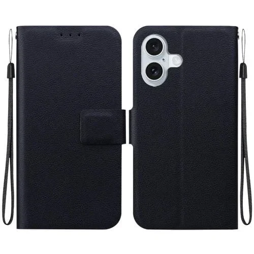Funda de Cuero Ultrafina con Hebilla Magnética para iPhone 16 (Negra)