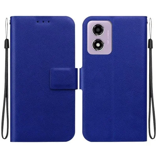 Funda de Cuero Ultrafina con Hebilla Magnética para Motorola Moto E14 y Moto G04S (Azul)