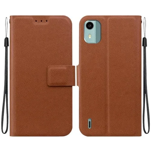 Funda de Cuero Ultrafina con Hebilla Magnética para Nokia C12 (Marrón)