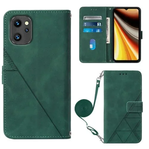 Funda de Cuero Umidigi Power 7 Max Crossbody 3D con Tapa En Relieve (Verde Oscuro)