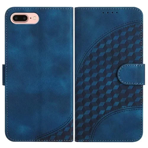 Funda de Cuero Yx0060 para iPhone 8 Plus y 7 Plus con Relieve y Cabeza de Elefante con Cordón (Azul Real)