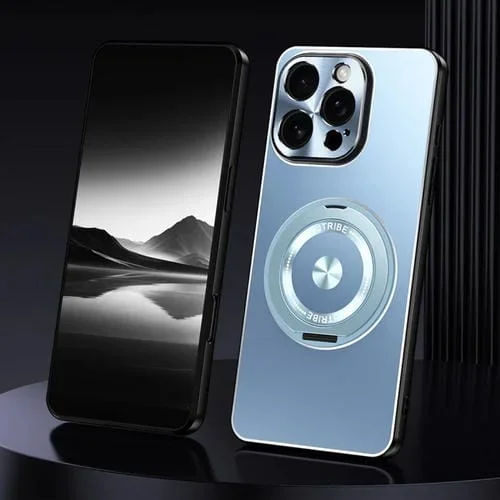 Funda de Metal Esmerilado con Soporte Giratorio para iPhone 16 Pro Max (Azul)