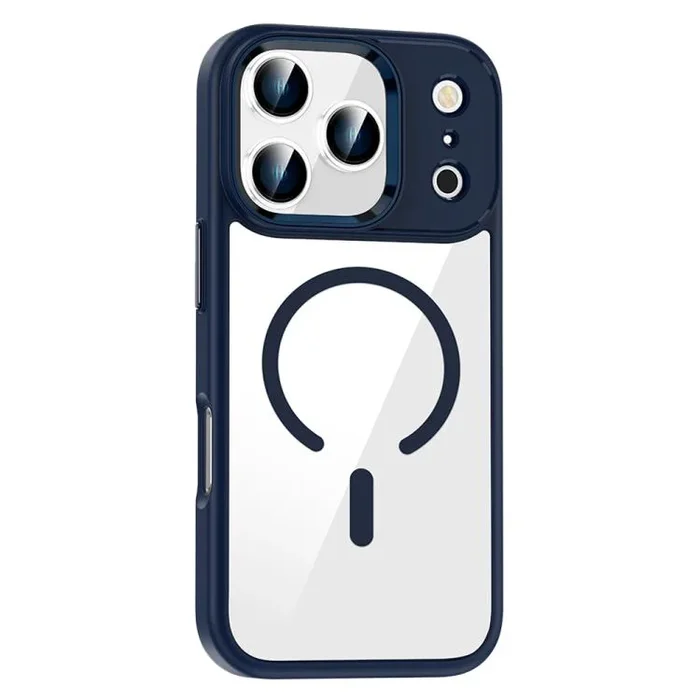 Funda de PC transparente MagSafe antihuellas para iPhone 17 Pro Max (azul oscuro)