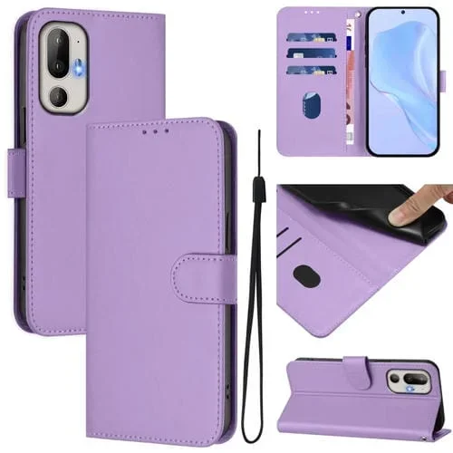 Funda de Piel con Cordón para HTC U24 Pro Tacto de Piel (Morado Lavanda)