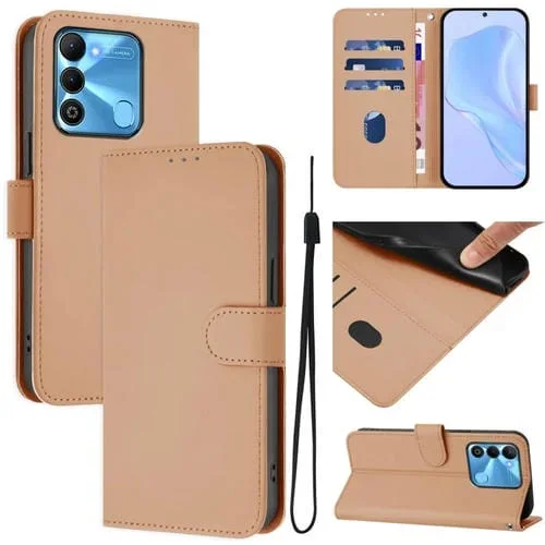Funda de Piel con Cordón para Tecno Spark Go 2022/8C con Textura Lisa (Piel)