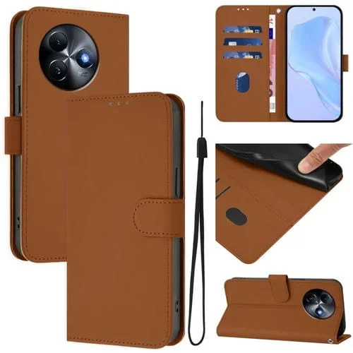Funda de Piel con Cordón para Teléfono Itel S24 Skin Feel (Marrón)