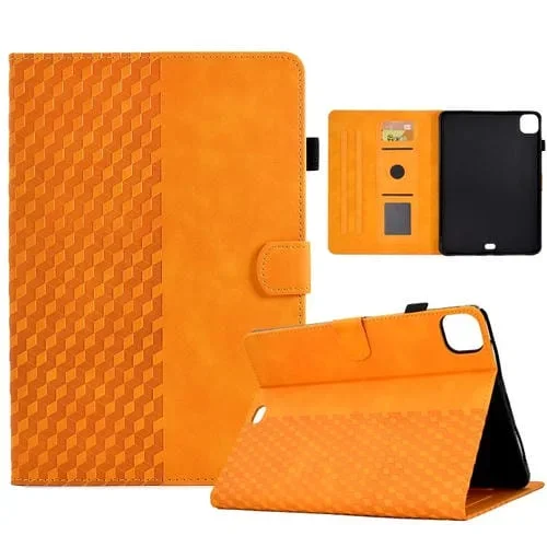 Funda de Piel con Relieve de Rombos para iPad Pro 11 (2024) (Caqui)