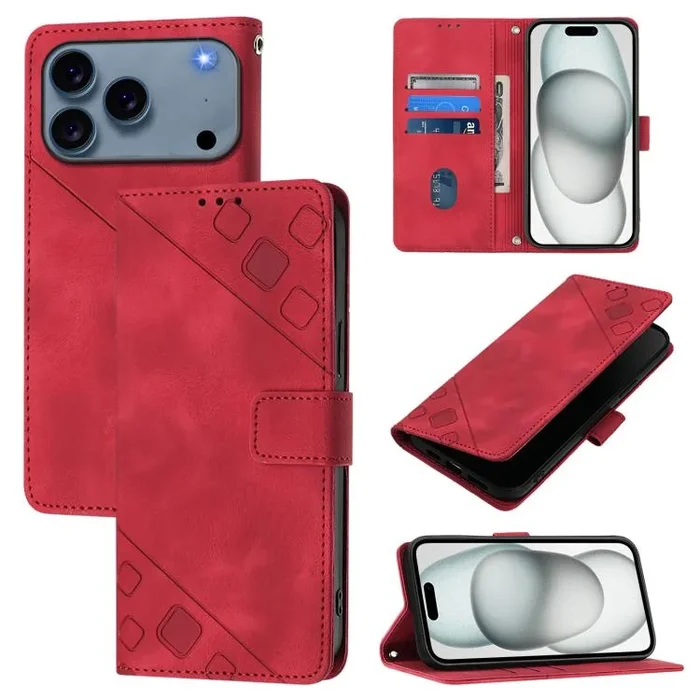 Funda de piel con relieve para iPhone 17 Pro (roja)