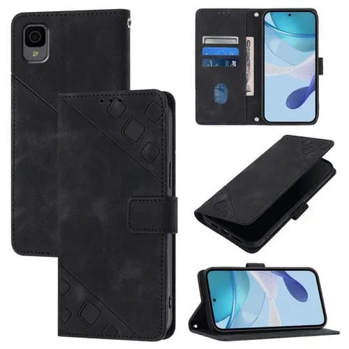 Funda de Piel con Relieve para Teléfono TCL 30Z T602Dl (Negra)