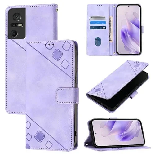 Funda de Piel con Relieve para Teléfono TCL 40 Se (Morado Claro)