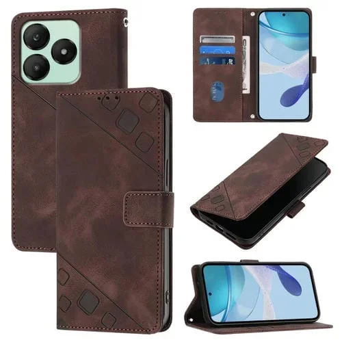 Funda de Piel con Relieve para Teléfono Wiko T20 (Marrón)