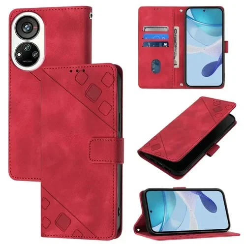 Funda de Piel con Relieve para Teléfono ZTE Blade V40S (Roja)