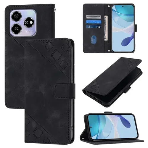 Funda de Piel con Relieve para Teléfono ZTE Blade V60 Axon 60 4G (Negra)