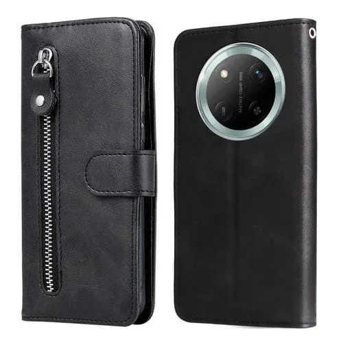 Funda de Piel con Textura de Becerro y Cremallera para Honor X9C y Magic7 Lite (Negra)