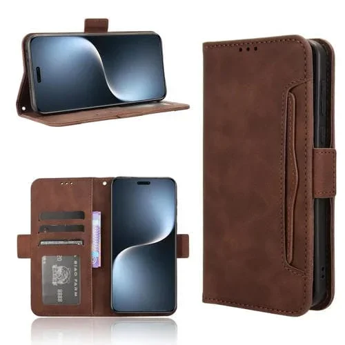 Funda de Piel con Textura de Becerro y Ranuras para Tarjetas para Honor Magic7 Pro (Marrón)