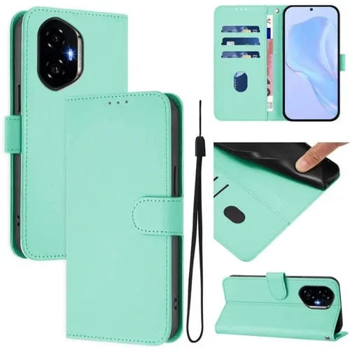Funda de Piel con Textura y Cordón para Honor 300 (Verde Menta)