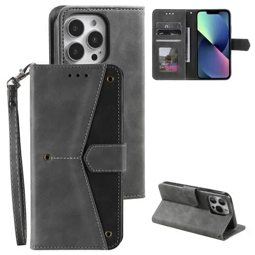 Funda de Piel de Becerro con Costuras para iPhone 16 Pro Max (Gris)