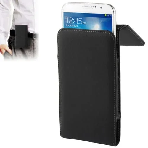 Funda de Piel Inserción Vertical Galaxy Mega 6.3 I9200 Textura Litchi Clip Cinturón (Negro)