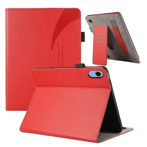 Funda de Piel para iPad 2025/2022 con Textura de Lichi y Ventosa (Roja)