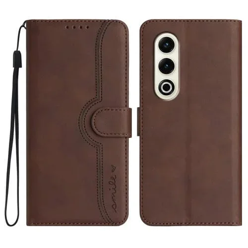 Funda de Piel para Teléfono Itel S25 con Diseño de Corazón (Marrón)