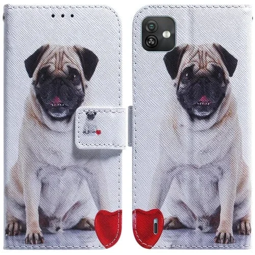 Funda de Piel para Wiko Y82 Colored Drawing (Pug)