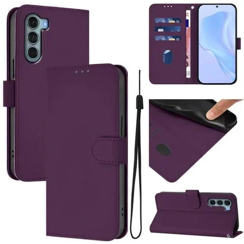 Funda de Piel Sintética con Cordón para Motorola Edge S30 Moto G200 5G (Violeta)