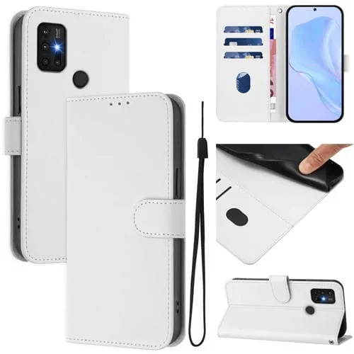 Funda de Piel Sintética con Cordón para Motorola Moto G30/G10/G20 (Blanco)