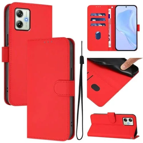Funda de Piel Sintética con Cordón para Motorola Moto G64 (Rojo)