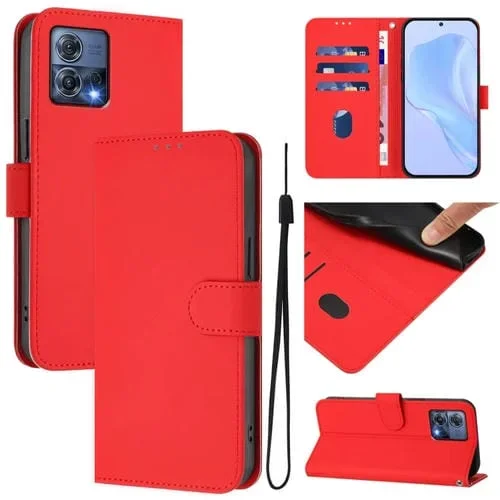 Funda de Piel Sintética con Cordón para Motorola Moto S30 Pro 5G (Rojo)