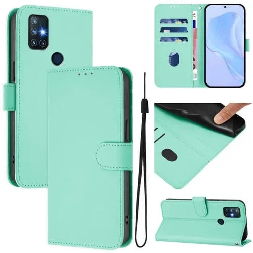 Funda de Piel Sintética con Cordón para OnePlus Nord N10 5G (Verde Menta)
