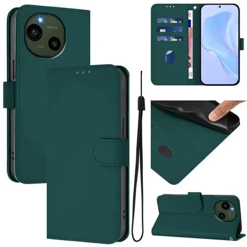 Funda de Piel Sintética con Cordón para Sharp Aquos R9/Sh-51E (Verde Oscuro)